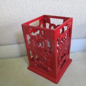 Cast Iron Red Enamel Utensil Caddy / Holder
